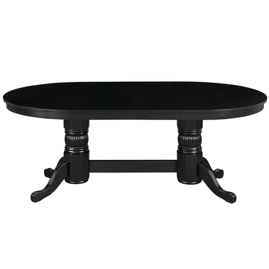 84 inch solid wood poker table with wooden dining top in a black finish.