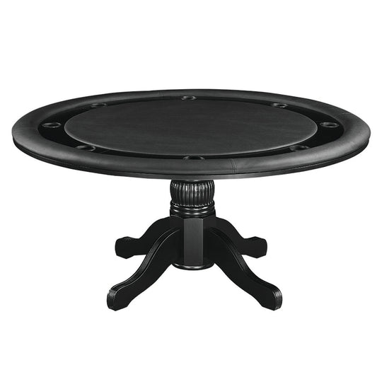 60" reversible round game table with vinyl padded game surface in a black finish.