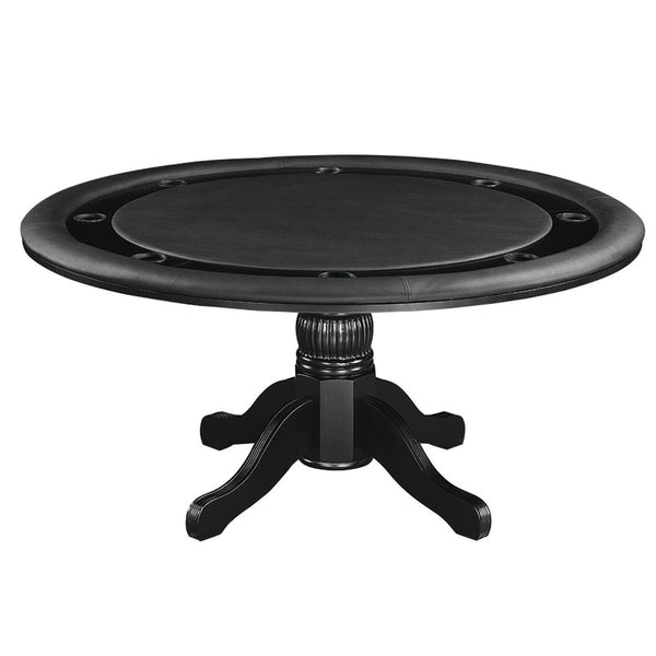 60 reversible round game table with dining top in a black finish.