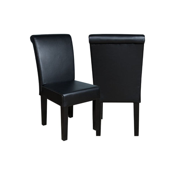 A black lounge chair made of oak wood with padded leather vinyl seat and backrest. 