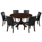 60" 2 in 1 game table with padded vinyl dining chairs in a cappuccino finish
