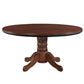 60" reversible round game table with dining top in a chestnut finish.