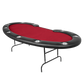 Kidney shaped folding poker table with red velveteen game top.