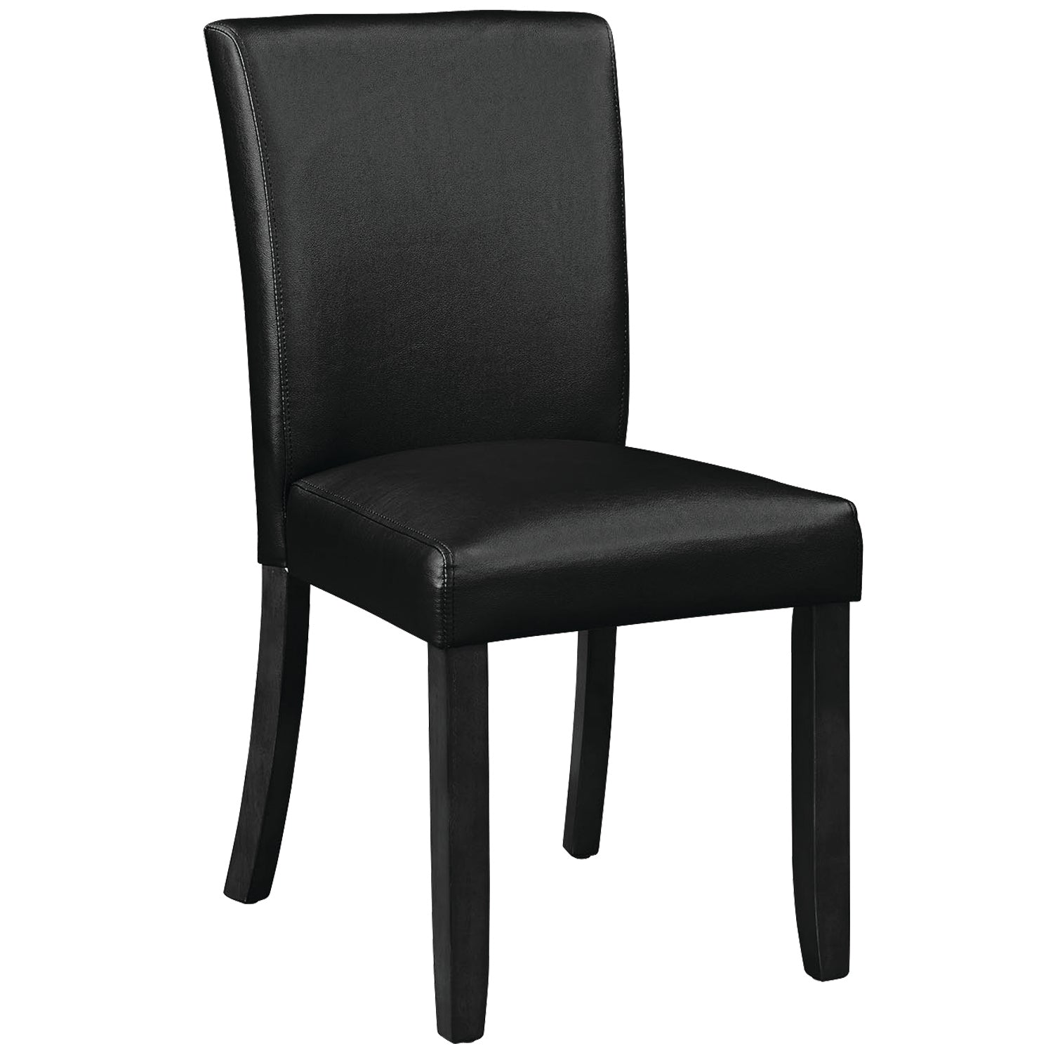 Padded vinyl dining chair in a black finish.