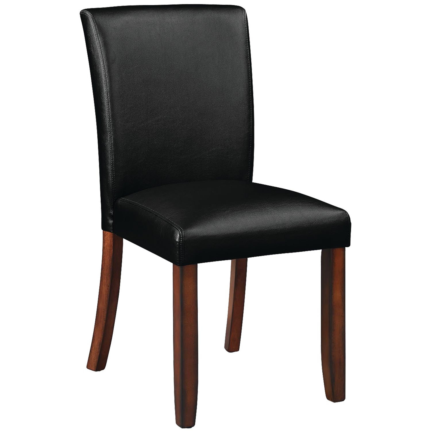 Padded vinyl dining chair in a chestnut finish.