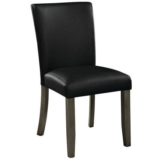 Padded vinyl dining chair in a slate finish.